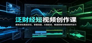 泛财经短视频创作课:解析财经赛道定位,掌握选题、文案配音,精通剪辑与特效制作技巧-网创资源站