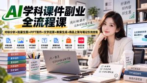 AI学科课件副业全流程课|对标分析+批量生图+PPT制作+文字还原+教案生成+商品上架与笔记引流变现-网创资源站