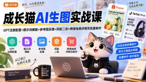 成长猫AI生图实战课|GPT注册配置+提示词模板+参考图反推+同款二创+跨境电商详情页批量制作-网创资源站