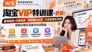淘宝VIP特训课-更新0917：蓝海选品+付费投放｜短视频AI运营｜大促起爆全流程，破解店铺无流量无利润难题-网创资源站
