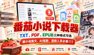 番茄小说下载器，TXT、PDF、EPUB三种格式可选，做小说推文、AI短剧、漫剧人员必备！！！-网创资源站