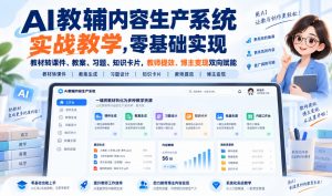 AI教辅内容生产系统实战教学,零基础实现教材转课件、教案、习题、知识卡片,教师提效、博主变现双向赋能-网创资源站