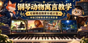 钢琴动物寓言教学，可做精选独家分成计划，对标35W粉丝博主同款课-网创资源站