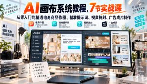 AI画布系统教程,7节实战课从零入门到精通电商商品作图、精准提示词、视频复刻、广告成片制作-网创资源站