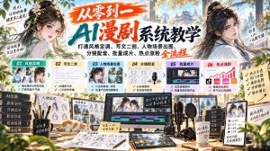 从零到一AI漫剧系统教学，打通风格定调、写文二创、人物场景出图、分镜配音、批量成片、热点涨粉全流程-网创资源站
