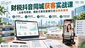 财税抖音同城获客实战课|从账号搭建、爆款文案到直播引流全体系落地-网创资源站
