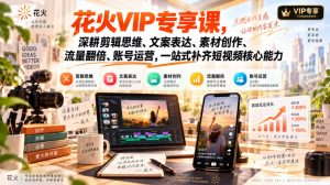 花火VIP专享课,深耕剪辑思维、文案表达、素材创作、流量翻倍、账号运营,一站式补齐短视频核心能力-网创资源站