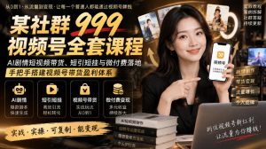 某社群999视频号全套课程，AI剧情短视频带货、短引短挂与微付费落地，手把手搭建视频号带货盈利体系-网创资源站