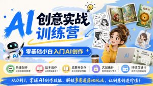 AI创意实战训练营,零基础小白入门AI创作,解锁条漫、绘本、启蒙书、文创、详情页多赛道落地玩法-网创资源站