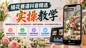 插花赛道抖音精选实操教学：掌握精选内容方向+花艺素材处理+视频节奏剪辑+中长内容制作完整方法-网创资源站