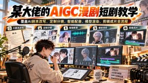 某大佬的AIGC漫剧短剧教学,覆盖AI剧本改写、定制分镜、智能配音、模型渲染、剪辑成片全流程-网创资源站