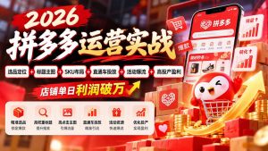 2026拼多多运营实战-更新1002：选品定位+标题主图+SKU布局+直通车投放+活动爆流+高投产盈利 店铺单日利润破万-网创资源站