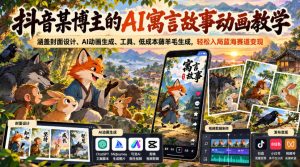 抖音某博主的AI寓言故事动画教学，涵盖封面设计、AI动画生成、工具、低成本薅羊毛生成，轻松入局蓝海赛道变现-网创资源站