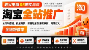 老火电商05期实战课｜淘宝全站推广从计划搭建、批量测款、新品起量到爆款收割、矩阵放大全链路教学-网创资源站