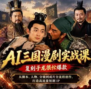 抖音14W粉博主同款AI三国漫剧实战课,复刻子龙很忙爆款,从脚本、人物、分镜到成片全流程创作,打造高流量短剧IP-网创资源站