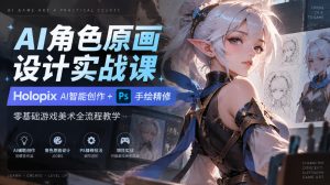 AI角色原画设计实战课｜Holopix AI智能创作+PS手绘精修，零基础游戏美术全流程教学-网创资源站