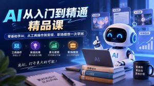 AI从入门到精通精品课,零基础学AI,从工具操作到变现、职场提效一次学完-网创资源站
