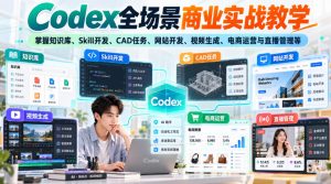 Codex全场景商业实战教学,掌握知识库、Skill开发、CAD任务、网站开发、视频生成、电商运营与直播管理等(更新1010)-网创资源站