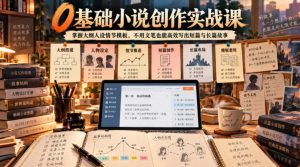 0基础小说创作实战课|掌握大纲人设情节模板,不用文笔也能高效写出短篇与长篇故事-网创资源站