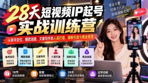28天短视频IP起号实战训练营:从账号定位、爆款选题、文案写作到人设打造、涨粉引流与商业变现-网创资源站