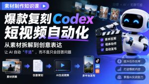 素材制作知识课，爆款复刻Codex短视频自动化，从素材拆解到创意表达，让AI自动“干活”，而不是只会回答问题-网创资源站