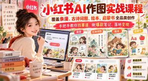 小红书AI作图实战课程,覆盖条漫、古诗词图、绘本、启蒙书全品类创作,手把手教你找赛道、做爆款笔记、落地变现(更新1017)-网创资源站