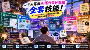 一个人掌握AI写作设计剪辑全套技能：从ChatGPT办公、AI绘画到虚拟主播、自媒体运营及接单变现-网创资源站