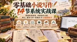 零基础小说写作14节系统实战课，搭建故事框架，积累创作灵感，网文、剧本写作+投稿出书全链路教学-网创资源站