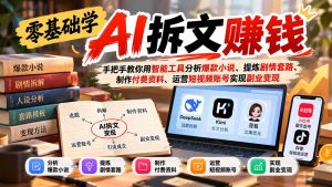 零基础学AI拆文赚钱：手把手教你用智能工具分析爆款小说、提炼剧情套路、制作付费资料、运营短视频账号实现副业变现-网创资源站