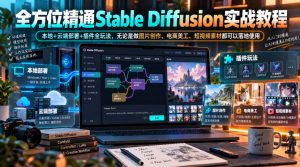 全方位精通Stable Diffusion实战教程｜本地+云端部署+插件全玩法，无论是做图片创作、电商美工、短视频素材都可以落地使用-网创资源站
