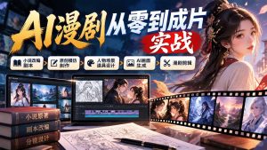 AI漫剧从零到成片实战：小说改编剧本、原创模仿创作、人物场景道具设计、AI画面生成与漫剧剪辑-网创资源站
