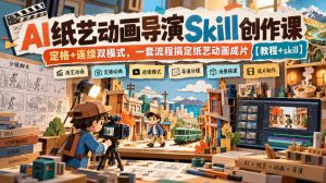 AI纸艺动画导演Skill创作课|定格+连续双模式,一套流程搞定纸艺动画成片【教程+skill】-网创资源站