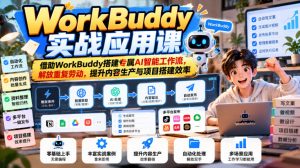WorkBuddy实战应用课,借助WorkBuddy搭建专属AI智能工作流,解放重复劳动,提升内容生产与项目搭建效率-网创资源站