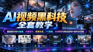 AI视频黑科技全套教学：覆盖提示词AI绘画、分镜设计、视频生成、PR剪辑、AE特效与商业宣传片制作全流程-网创资源站