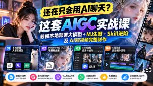 【无水印】还在只会用AI聊天?这套AIGC实战课教你本地部署大模型+MJ生图+Skill进阶及AI短视频完整制作-网创资源站