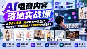 AI电商内容落地实战课:从节点工作流、导演台到分镜创作,掌握电商图文视频批量生产与商业交付全流程教学-网创资源站