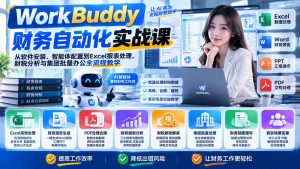 WorkBuddy财务自动化实战课:从软件安装、智能体配置到Excel报表处理、财税分析与集团批量办公全流程教学-网创资源站