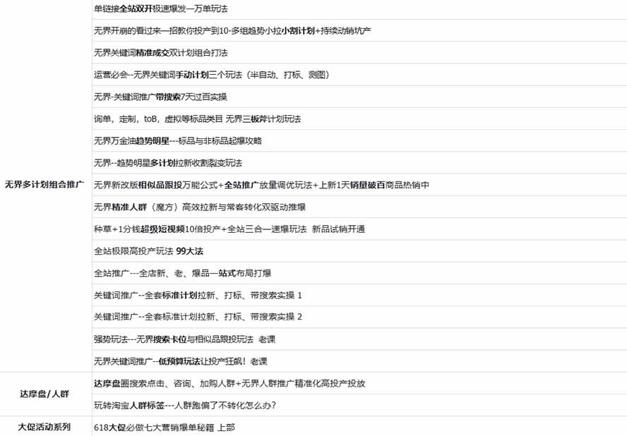 图片[2]-2026淘天开单秘籍PRO实战陪跑课程-更新1023：全套落地运营玩法，一站式解决淘宝流量低、不出单难题-网创资源站