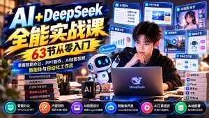 AI+DeepSeek全能实战课：63节从零入门，掌握智能办公、PPT制作、AI绘图视频、智能体与自动化工作流-网创资源站