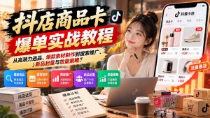 抖店商品卡爆单实战教程:从高潜力选品、爆款素材制作到搜索推广、新品起量与放量策略-网创资源站