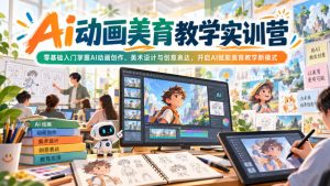 Ai动画美育教学实训营，零基础入门掌握AI动画创作、美术设计与创意表达，开启AI赋能美育教学新模式-网创资源站