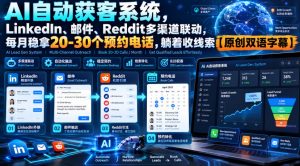 【无水印】AI自动获客系统，LinkedIn、邮件、Reddit多渠道联动，每月稳拿20-30个预约电话，躺着收线索【原创双语字幕】-网创资源站