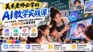 美术老师必学的AI教学实战课！从AI工具操作、动画制作到儿童美术课程开发，4周打造AI美育课堂-网创资源站