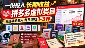一份投入长期收益，拼多多虚拟类目，搭建被动收入每月增收 1-3W-网创资源站