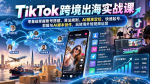 TikTok跨境出海实战课:零基础掌握账号搭建、算法规则、AI精准定位、快速起号、剪辑与AI脚本创作,玩转海外短视频运营-网创资源站