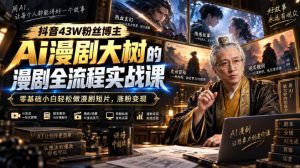抖音43W粉丝博主Ai漫剧大树的漫剧制作全流程实战课,零基础小白轻松做漫剧短片,涨粉变现(更新1027)-网创资源站