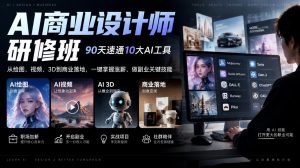AI商业设计师研修班,90天速通10大AI工具,从绘图、视频、3D到商业落地,一键掌握涨薪、做副业关键技能-网创资源站