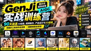 GenJi AIGC实战训练营：90天速通AI绘画、视频制作、产品设计与3D建模，掌握多工具创作全流程-网创资源站