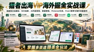 猎者出海VIP海外掘金实战课：涵盖独立站、SEO站群、AI变现、联盟营销、Pinterest引流、Fiverr接单与海外流量套利，掌握多渠道賺美金玩法-网创资源站
