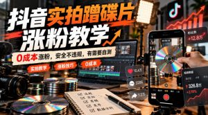 抖音实拍蹭碟片涨粉教学,0成本涨粉,安全不违规,有需要自测-网创资源站